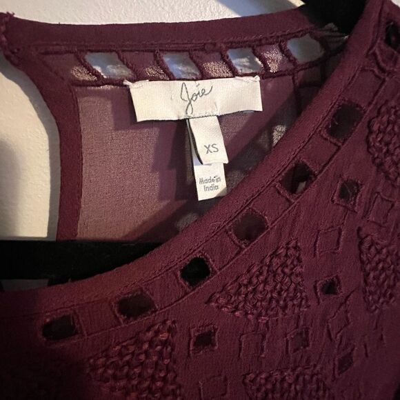 Joie Gaiane sheer chiffon embroidered top in Raisin - Picture 11 of 13